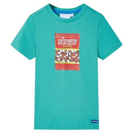 Kindershirt met korte mouwen 92 donkermintkleurig 1