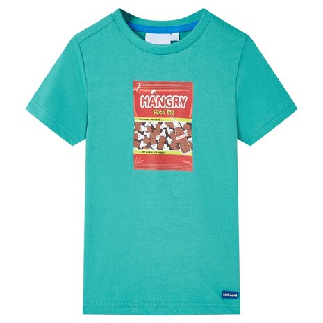Kindershirt met korte mouwen 128 donkermintkleurig 1