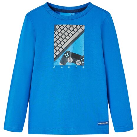 Kindershirt met lange mouwen 104 kobaltblauw 1