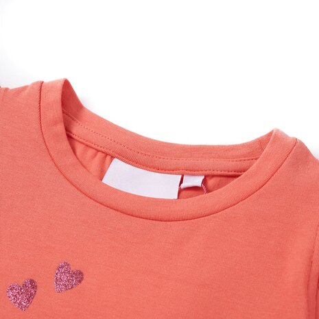 Kindershirt met ruches aan de mouwen 92 koraalkleurig 3