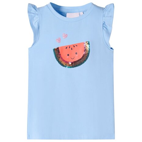 Kindershirt met ruches aan de mouwen 104 lichtblauw 1