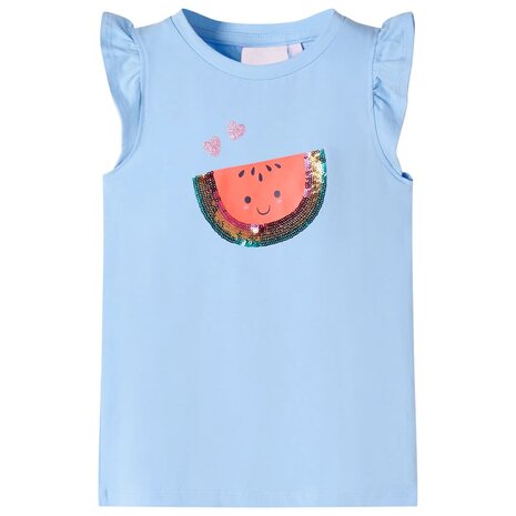 Kindershirt met ruches aan de mouwen 128 lichtblauw 1