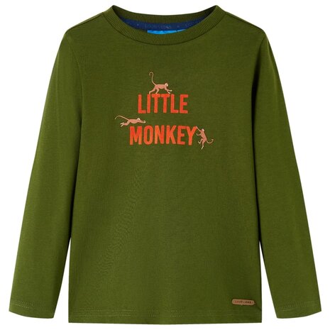 Kindershirt met lange mouwen 116 donkerkakikleurig 1