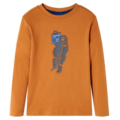 Kindershirt met lange mouwen 92 donkerokerkleurig 1