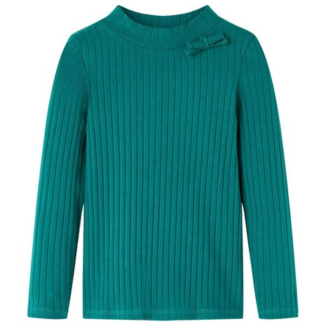 Kindershirt met lange mouwen geribd 104 donkergroen 1