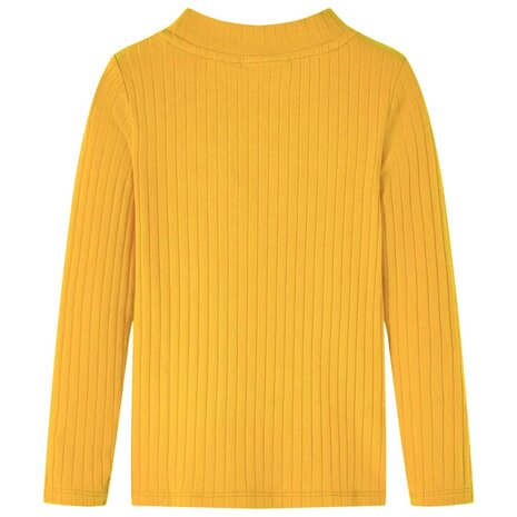 Kindershirt met lange mouwen geribd 92 donker okerkleurig 2