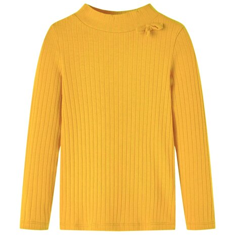 Kindershirt met lange mouwen geribd 140 donker okerkleurig 1