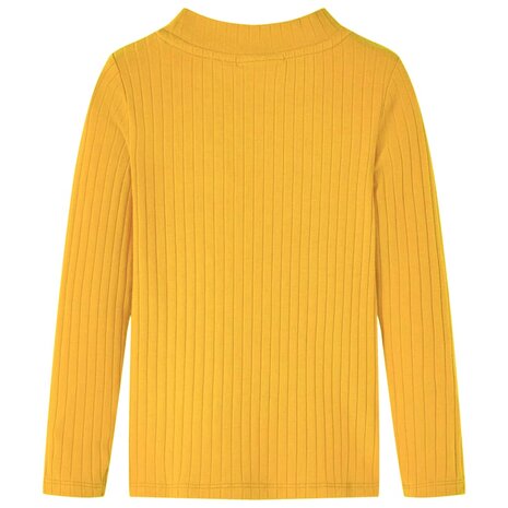 Kindershirt met lange mouwen geribd 140 donker okerkleurig 2