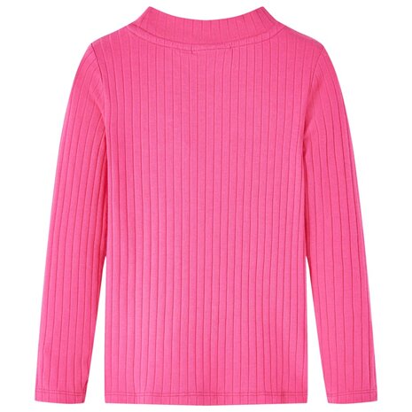 Kindershirt met lange mouwen geribd 92 felroze 2