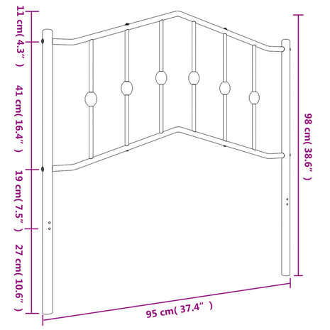 Hoofdbord 90 cm metaal wit 6