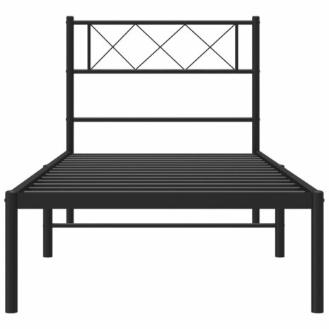 Bedframe met hoofdbord metaal zwart 80x200 cm 4
