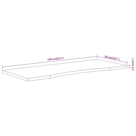 Bureaublad rechthoekig 140x50x2,5 cm massief acaciahout 9