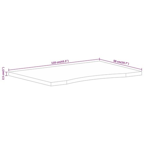Bureaublad met ronding 110x50x2,5 cm massief ruw mangohout 8