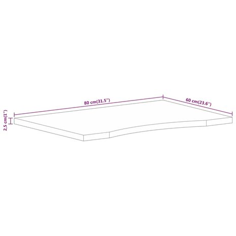 Bureaublad met ronding 80x60x2,5 cm massief ruw mangohout 8