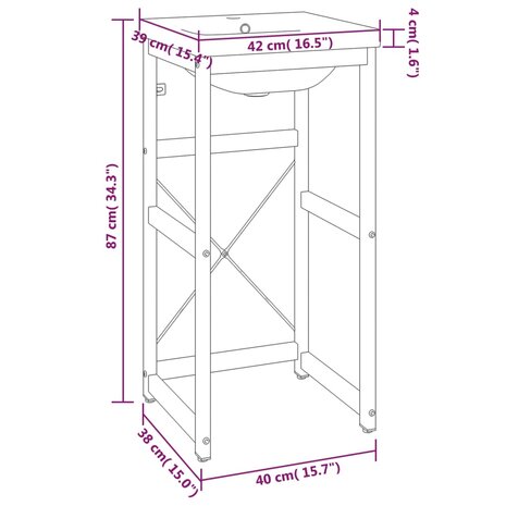 Wastafelframe met inbouwwastafel ijzer wit 7