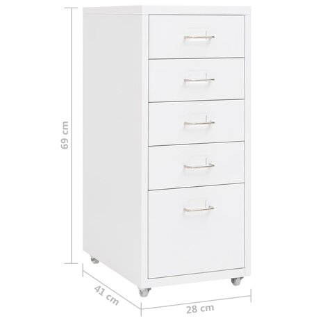 Ladeblok verrijdbaar 28x41x69 cm metaal wit 8