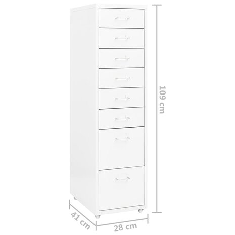 Ladeblok verrijdbaar 28x41x109 cm metaal wit 9
