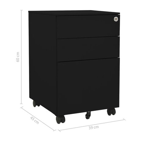 Ladeblok verrijdbaar 39x45x60 cm staal zwart 11