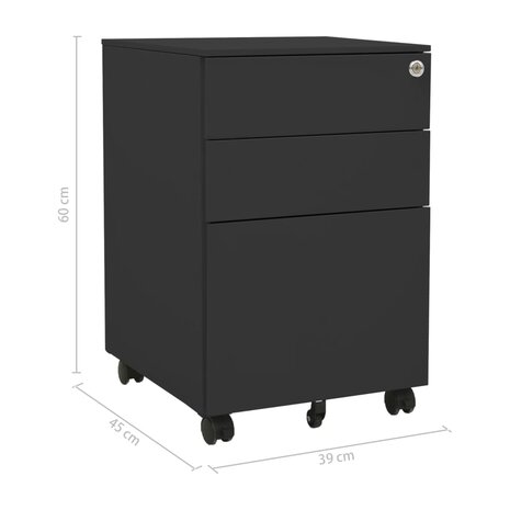 Ladeblok verrijdbaar 39x45x60 cm staal antracietkleurig 11