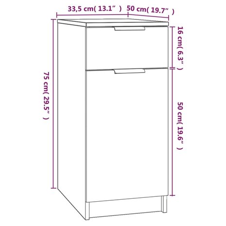 Bureaukast 33,5x50x75 cm bewerkt hout gerookt eikenkleurig 9