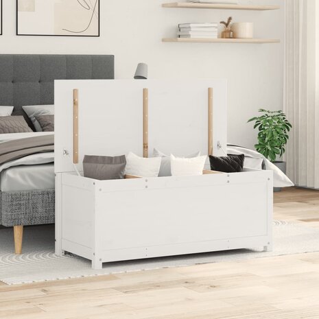 Opbergbox wit 110x50x45,5 cm massief grenenhout 1