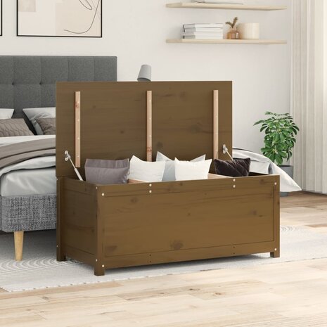 Opbergbox honingbruin 110x50x45,5 cm massief grenenhout 1