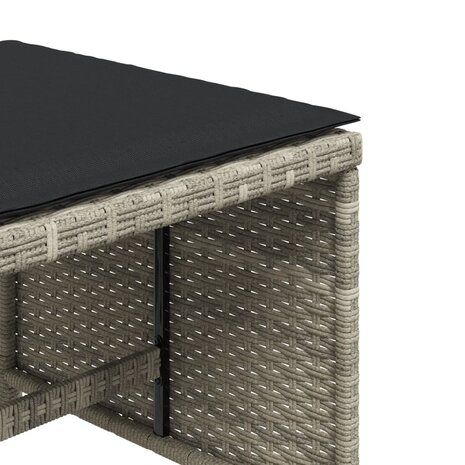 Tuinkrukken 4 st met kussens 41x41x36 cm poly rattan lichtgrijs 9