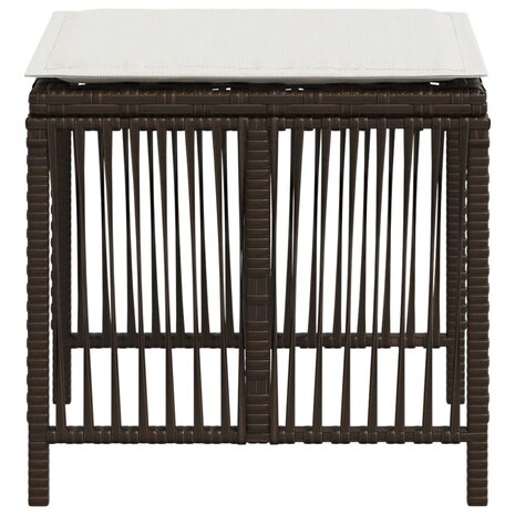 Tuinkrukken 4 st met kussens 41x41x36 cm poly rattan bruin 6
