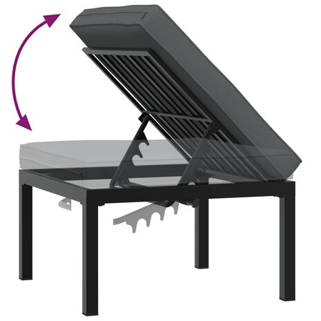 Tuinkruk met kussen aluminium zwart 6