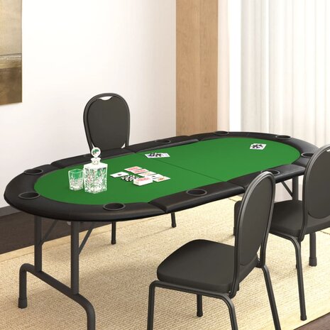 Pokertafelblad voor 10 spelers inklapbaar 208x106x3 cm groen 1