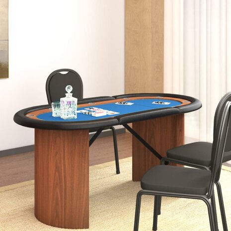 Pokertafel voor 10 spelers 160x80x75 cm blauw 1