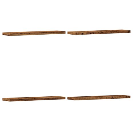 Wandschappen 4 st 40x10x1,5 cm bewerkt hout oud houtkleurig 2