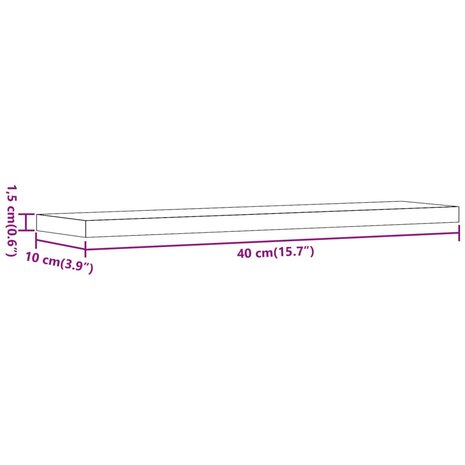 Wandschappen 4 st 40x10x1,5 cm bewerkt hout oud houtkleurig 9