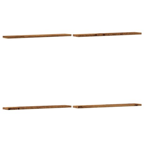 Wandschappen 4 st 60x10x1,5 cm bewerkt hout oud houtkleurig 2