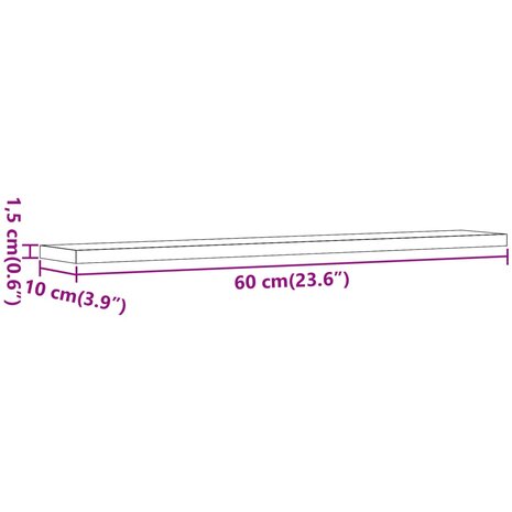 Wandschappen 4 st 60x10x1,5 cm bewerkt hout oud houtkleurig 9