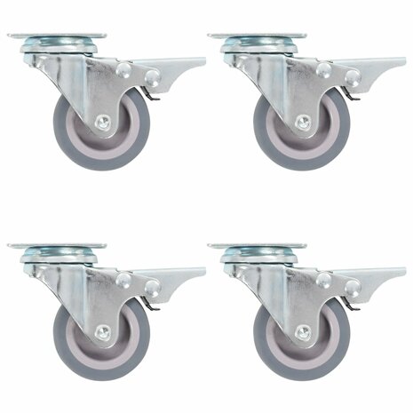 Zwenkwielen met dubbele remmen 4 st 50 mm 1