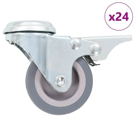24 st Zwenkwielen met boutgaten 50 mm 1