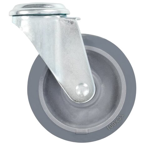 12 st Zwenkwielen met boutgaten 100 mm 6