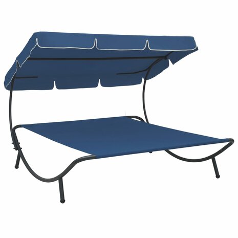 Loungebed met luifel blauw 1