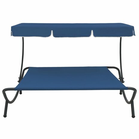 Loungebed met luifel blauw 2