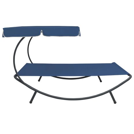 Loungebed met luifel blauw 3