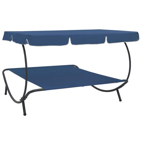Loungebed met luifel blauw 4