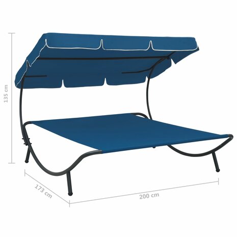 Loungebed met luifel blauw 7