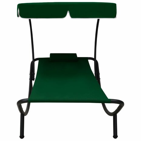 Loungebed met luifel en kussen groen 2