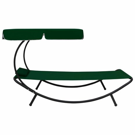 Loungebed met luifel en kussen groen 3