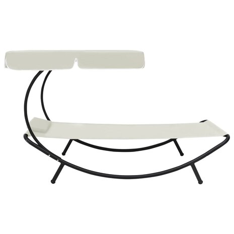 Loungebed met luifel en kussen crèmewit 2