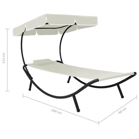 Loungebed met luifel en kussen crèmewit 7