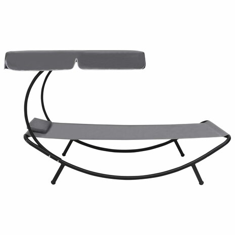 Loungebed met luifel en kussen grijs 2