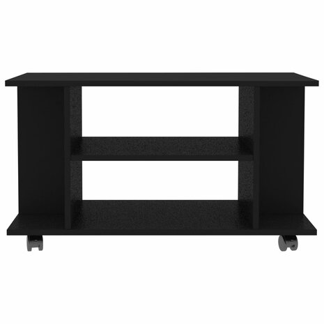 Tv-meubel met wieltjes 80x40x45 cm bewerkt hout zwart 4
