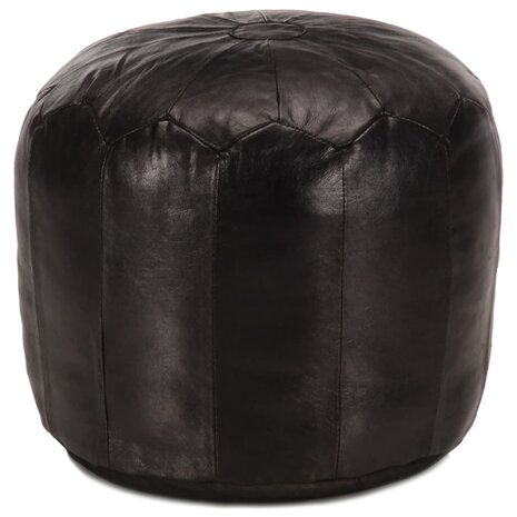 Poef 40x35 cm echt geitenleer zwart 1